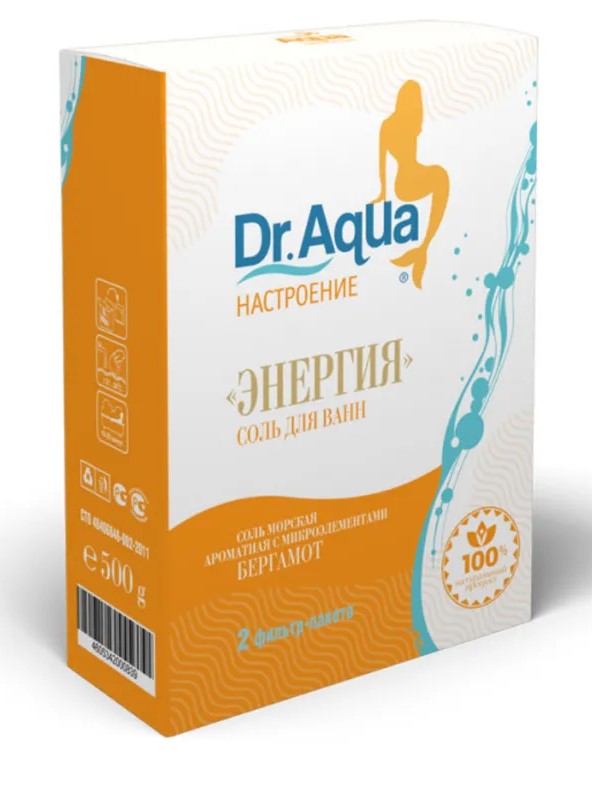 Dr Aqua Соль для ванн морская природная, соль для ванн, 500 г, 2 шт, бергамот фото