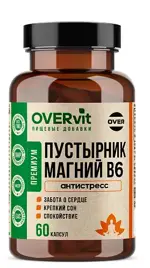 OVERvit Пустырник Магний Витамин В6, капсулы, 60 шт. фото 