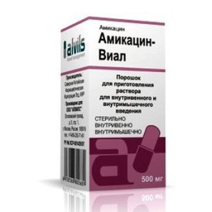 Амикацин-Виал, 500 мг, порошок для приготовления раствора для внутривенного и внутримышечного введения, 1 шт. фото