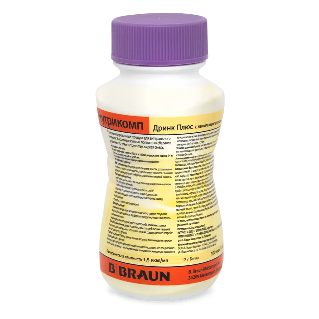 Нутрикомп Дринк Плюс, смесь для энтерального питания, 200 мл, 1 шт, ваниль фото