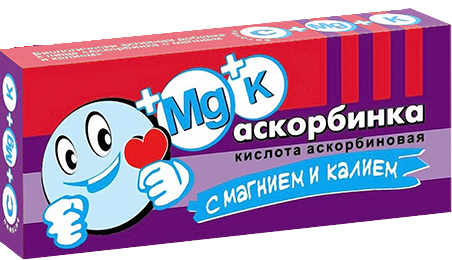 Аскорбинка с магнием и калием, таблетки жевательные, 3 г, 14 шт. фото