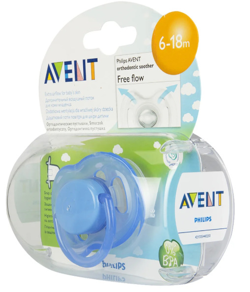AVENT Free Flow дизайн Пустышка силиконовая, 6-18 месяцев, 1 шт, цвет в ассортименте, арт. SCF178/14 (86380) фото