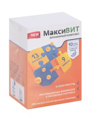 Максивит Витаминный комплекс Аскорбиновая кислота, порошок для приема внутрь, 16 г, 10 шт, лимон фото