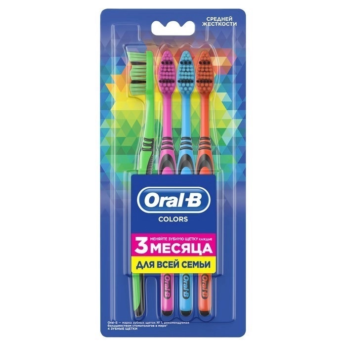 Oral-b Colors 40 Зубная щетка, щетка зубная, 4 шт, средней жесткости фото