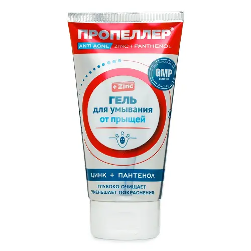 Пропеллер гель для умывания от прыщей цинк + пантенол, гель для умывания, 150 мл, 1 шт. фото