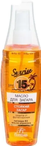 Floresan Масло для загара Абрикосовый нектар, спрей, 135 мл, 1 шт, SPF15, с витамином B3 и маслом абрикоса, Ф-117 фото