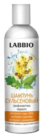 Labbio Шампунь сульсеновый против перхоти, шампунь, 250 мл, 1 шт, профилактический, для ежедневного применения фото