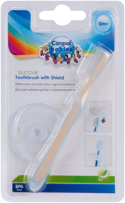 Canpol babies силиконовая щетка для зубов с ограничителем, 1 шт, цвет в ассортименте, 0+ мес, арт. 10/500 фото