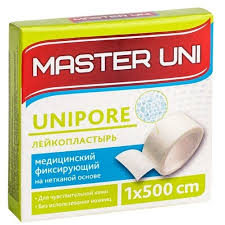 Master Uni Unipore Лейкопластырь фиксирующий, 1 см х 500 см, пластырь, 1 шт, белый, нетканая основа фото