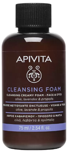 Apivita Пенка очищающая для лица и глаз с оливой, лавандой и прополисом, пенка для умывания, 75 мл, 1 шт. фото