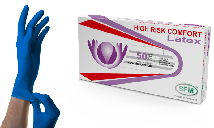 SFM High risk Comfort Перчатки смотровые латексные текстурированные особо прочные, Extra Large XL, пара, 25 шт. фото