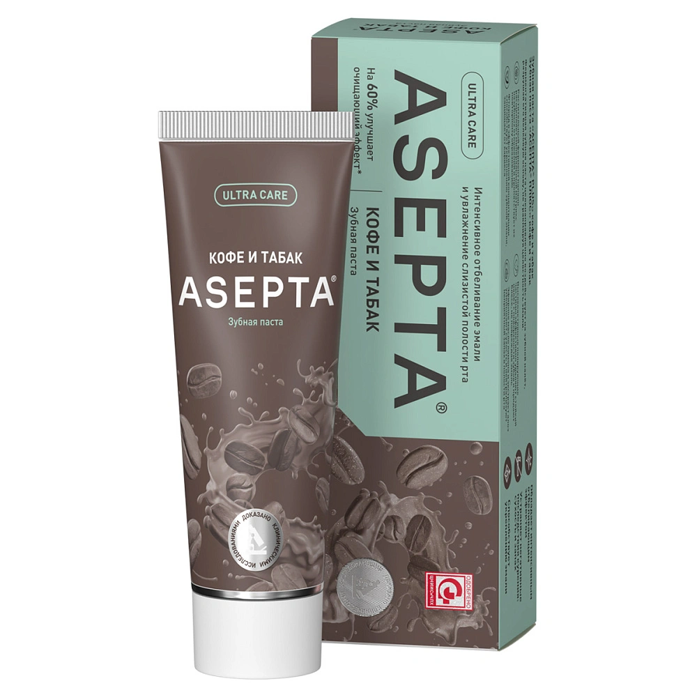 Асепта Plus Зубная паста Кофе и табак, паста зубная, 75 мл, 1 шт. фото