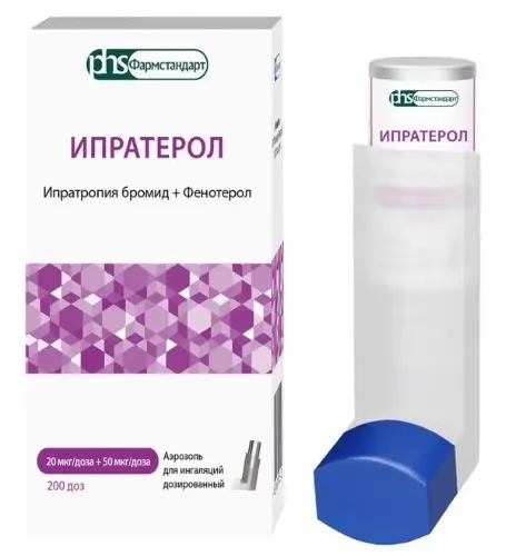 Ипратерол, 20мкг/доза+50мкг/доза, аэрозоль для ингаляций дозированный, 10 мл, 1 шт, 200 доз фото
