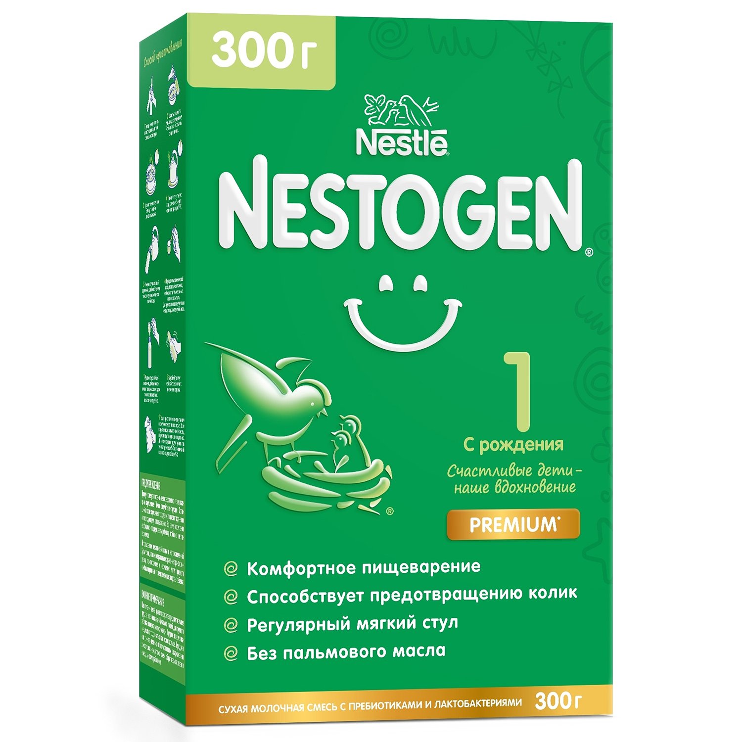 Nestogen 1 Premium, смесь молочная сухая, 300 г, 1 шт, для детей с рождения, с пребиотиками и лактобактериями фото