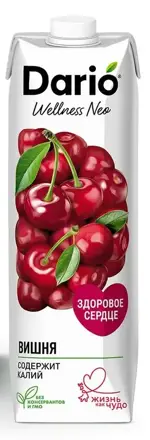 Dario Wellness Neo Вишня и черешня, сок, 1л, 1 шт, вишня + черешня фото