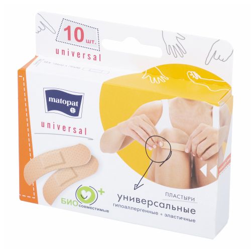 Matopat Universal Пластырь, 1.9 см х 7.6 см, лейкопластырь, 10 шт. фото