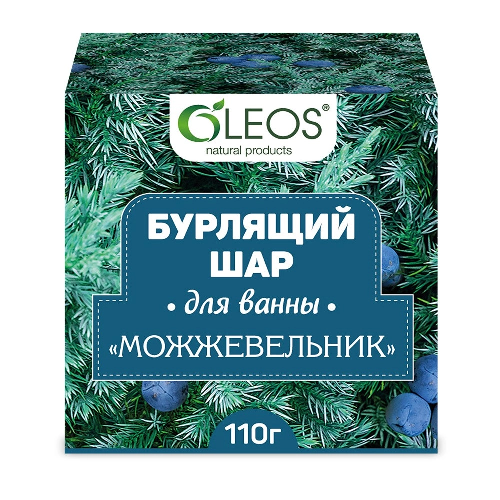 Oleos шар бурлящий для ванн, 110 г, 1 шт, можжевельник фото