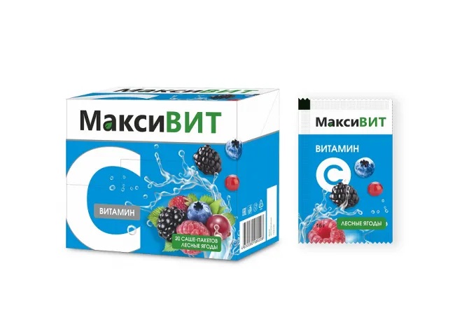 Максивит Витамин С, порошок для приема внутрь, 16 г, 20 шт, лесные ягоды фото