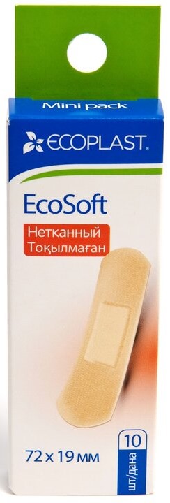 Ecoplast Ecosoft, 1.9 см х 7.2 см, лейкопластырь бактерицидный, 10 шт, телесный, нетканая основа фото