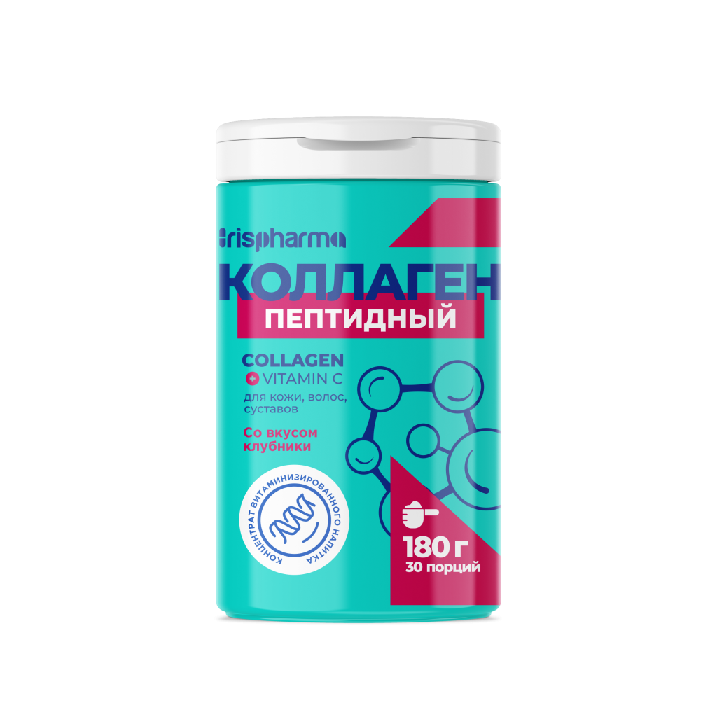 Ирисфарма Коллаген пептидный + Витамин С, капсулы, 180г, 1 шт, клубника, в комплекте с мерной ложкой фото