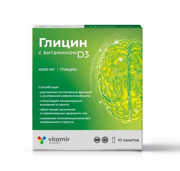 Витамир Глицин с витамином Д3, порошок для приготовления раствора для приема внутрь, 5 г, 10 шт. фото
