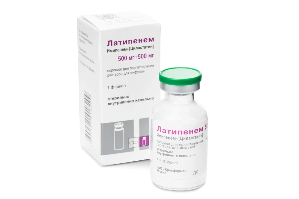 Латипенем, 500 мг+500 мг, порошок для приготовления раствора для инфузий, 1 шт. фото