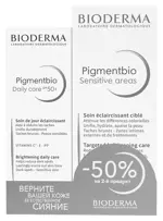 Bioderma Pigmentbio осветляющий крем для чувствительных зон 75 мл + дневной крем spf 50 40 мл, набор, 1 шт. фото