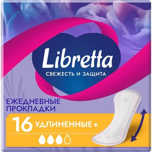 Libretta прокладки ежедневные свежесть и защита, прокладки ежедневные, 16 шт, удлиненные фото
