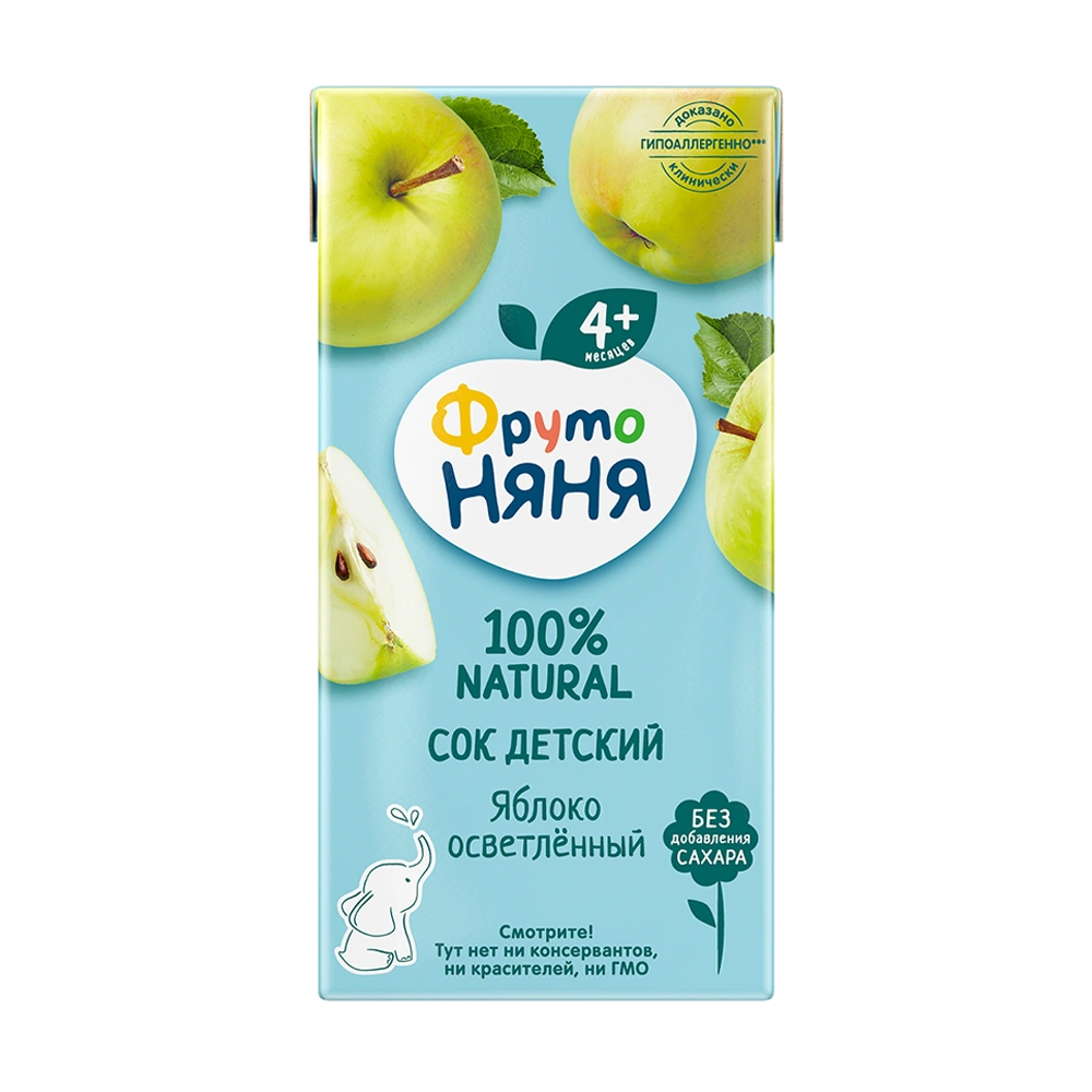 Фрутоняня сок, сок, 200 мл, 1 шт, яблоко, осветленный, без сахара фото
