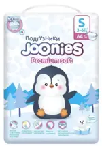 Joonies Premium Soft Подгузники для детей, S, 64 шт, 3-6кг фото 