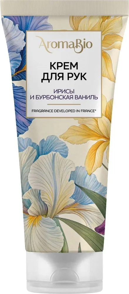 AromaBio крем для рук, крем для рук, 75 мл, 1 шт, ирисы и бурбонская ваниль фото