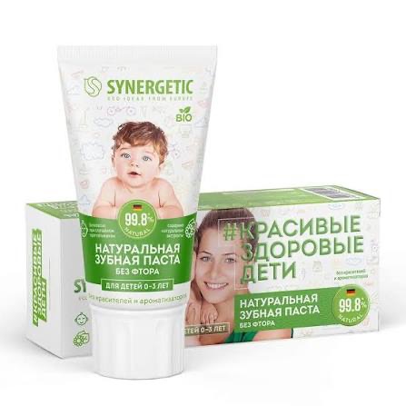 Synergetic детская зубная паста, 0-3 лет, паста, 50 г, 1 шт, липа + ромашка фото