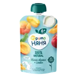 Фрутоняня детское пюре, пюре, 90 г, 1 шт, яблоко + абрикос + сливки, без сахара фото