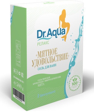 Dr Aqua Соль для ванн морская природная, соль для ванн, 500 г, 2 шт, мята фото