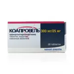 Коапровель, 25 мг + 300 мг, таблетки, покрытые пленочной оболочкой, 28 шт. фото