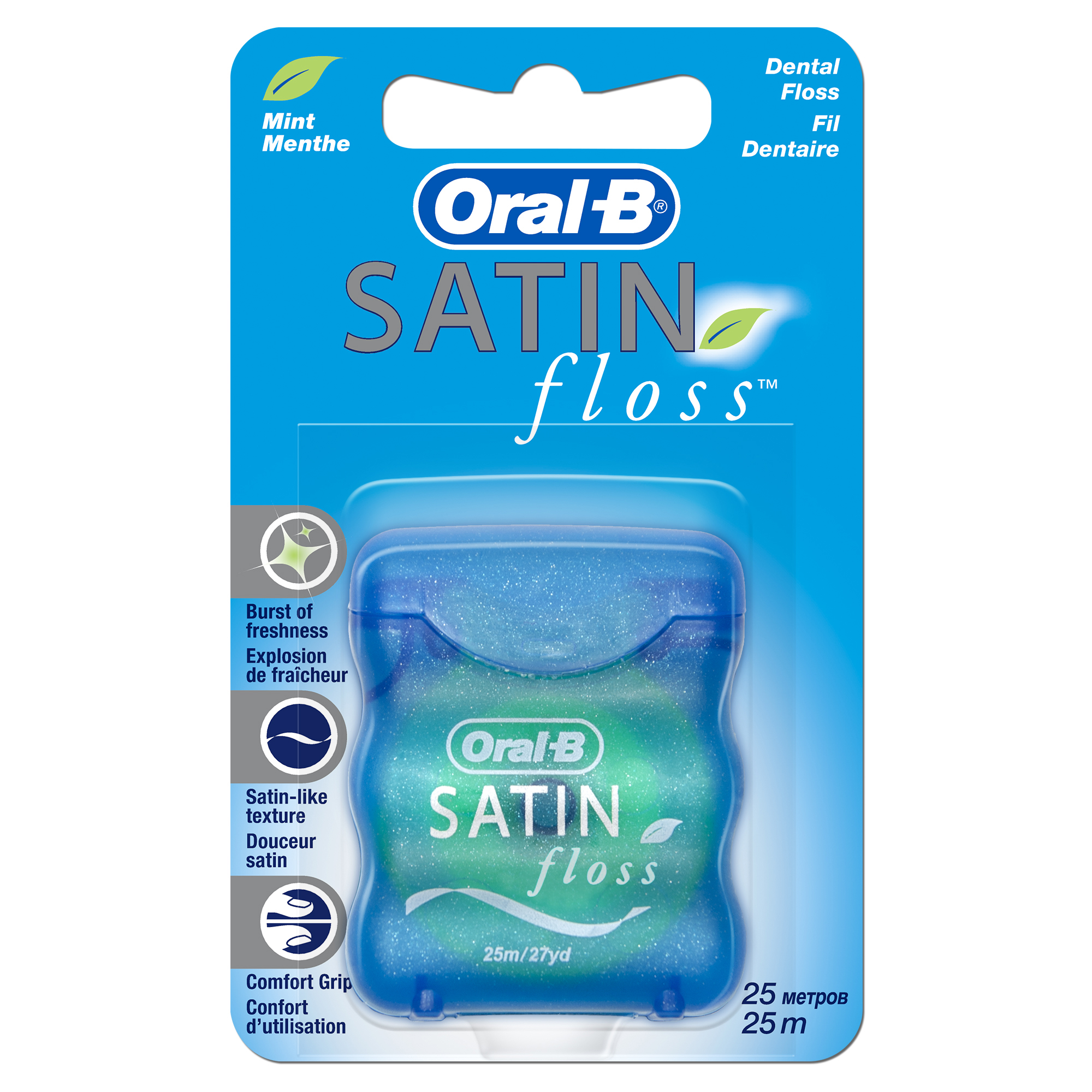 Oral-B Satin Floss Зубная нить, 25 м, нить зубная, 1 шт, мята фото