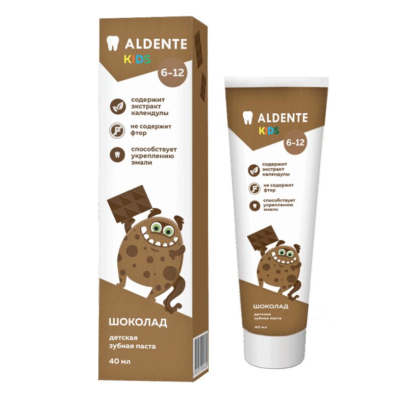 Aldente Кидс Зубная паста для детей 6-12лет, 40 мл, 1 шт, шоколад фото
