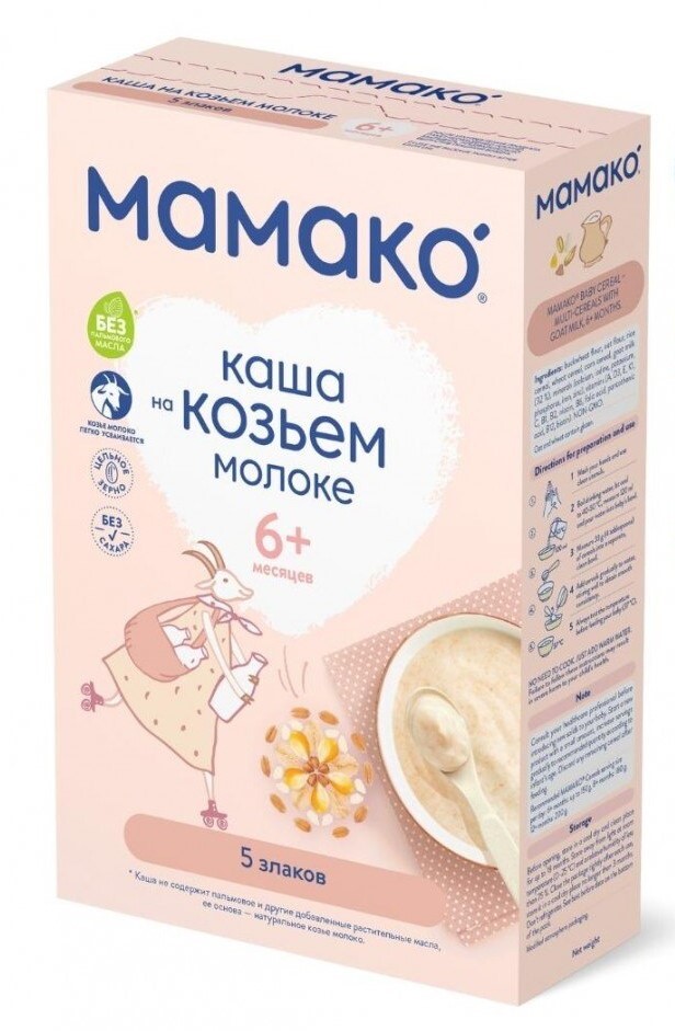 Мамако каша 5 злаков на козьем молоке, 6+ мес, каша детская молочная, 200 г, 1 шт. фото