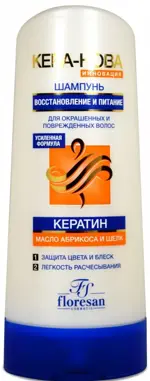 Floresan Кера-нова Шампунь Восстановление и питание, шампунь, 400 мл, 1 шт, для окрашенных и поврежденных волос, Ф-204 фото