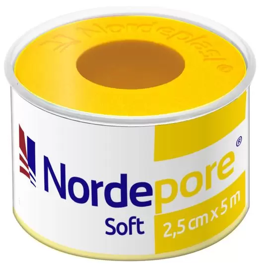 Nordeplast Nordepore soft Лейкопластырь фиксирующий, 2,5см х 5м, пластырь медицинский, 1 шт, нетканая основа фото