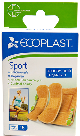 Ecoplast Sport набор, лейкопластырь бактерицидный, 16 шт, телесный, из эластичной ткани фото