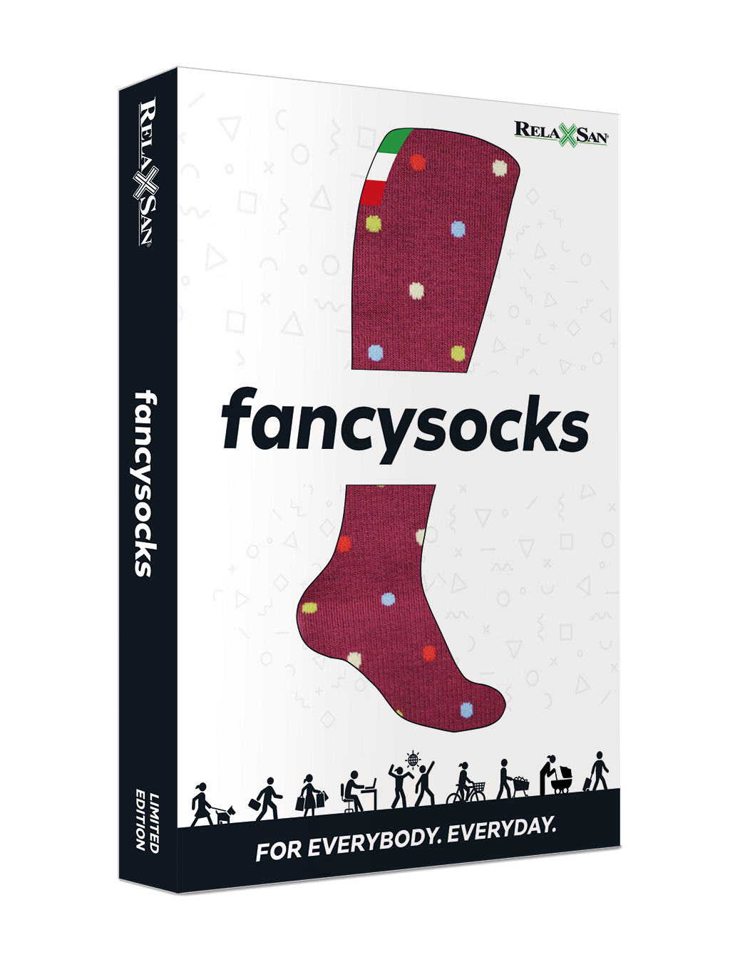 Relaxsan Fancy Cotton Socks Гольфы с хлопком 1 класс компрессии Унисекс, р. 5, пара, 1 шт, бордо-горох, арт. 820F (18-22 mm Hg) фото