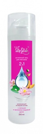 СлипСлайд Гель-смазка 2 в 1 интимная массажная на водной основе, гель, 200 мл, 1 шт, лотос и аромат медовой дыни фото