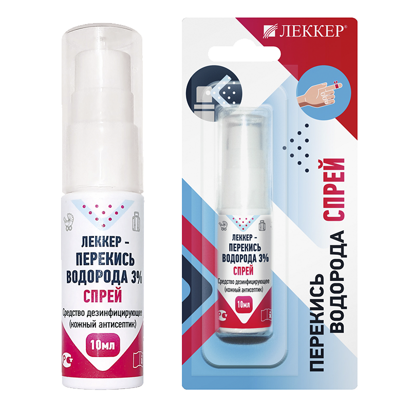 Леккер Перекись водорода спрей, 3%, 10 мл, 1 шт. фото