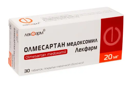 Олмесартан медоксомил Лекфарм, 20 мг, таблетки, покрытые пленочной оболочкой, 30 шт. фото