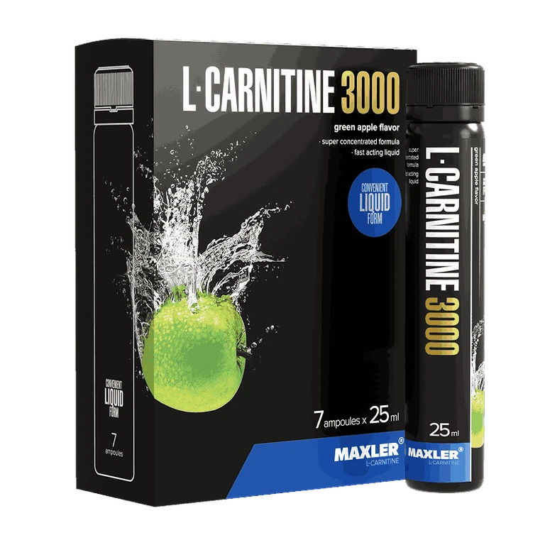 Maxler Л-Карнитин 3000, жидкость для приема внутрь, 25 мл, 7 шт, зеленое яблоко фото