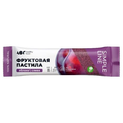 ABC Хэлси Фуд Пастила фруктовая, пастила, 27 г, 1 шт, яблоко + слива фото