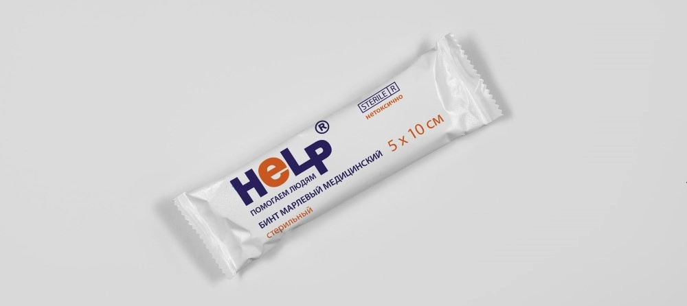 Help Бинт марлевый медицинский, 10 см х 5 м, 1 шт, стерильный фото