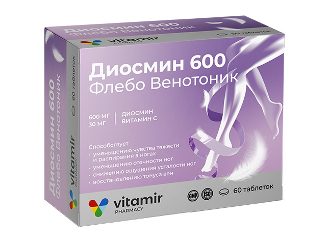 Диосмин 600 Флебо Венотоник, 600 мг + 30 мг, таблетки, 60 шт. фото