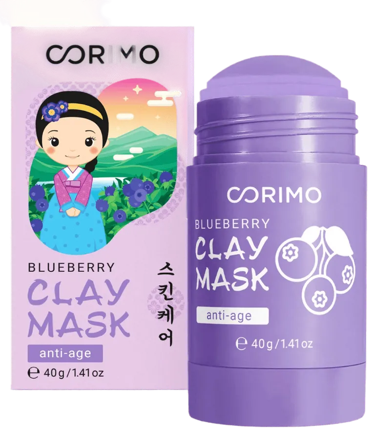 Corimo маска-стик каолиновая для лица, маска для лица, 40 г, 1 шт, с коллагеном и голубикой фото